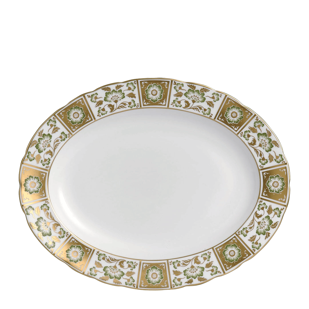 Derby Panel Green Oval Dish (34cm) Product Image