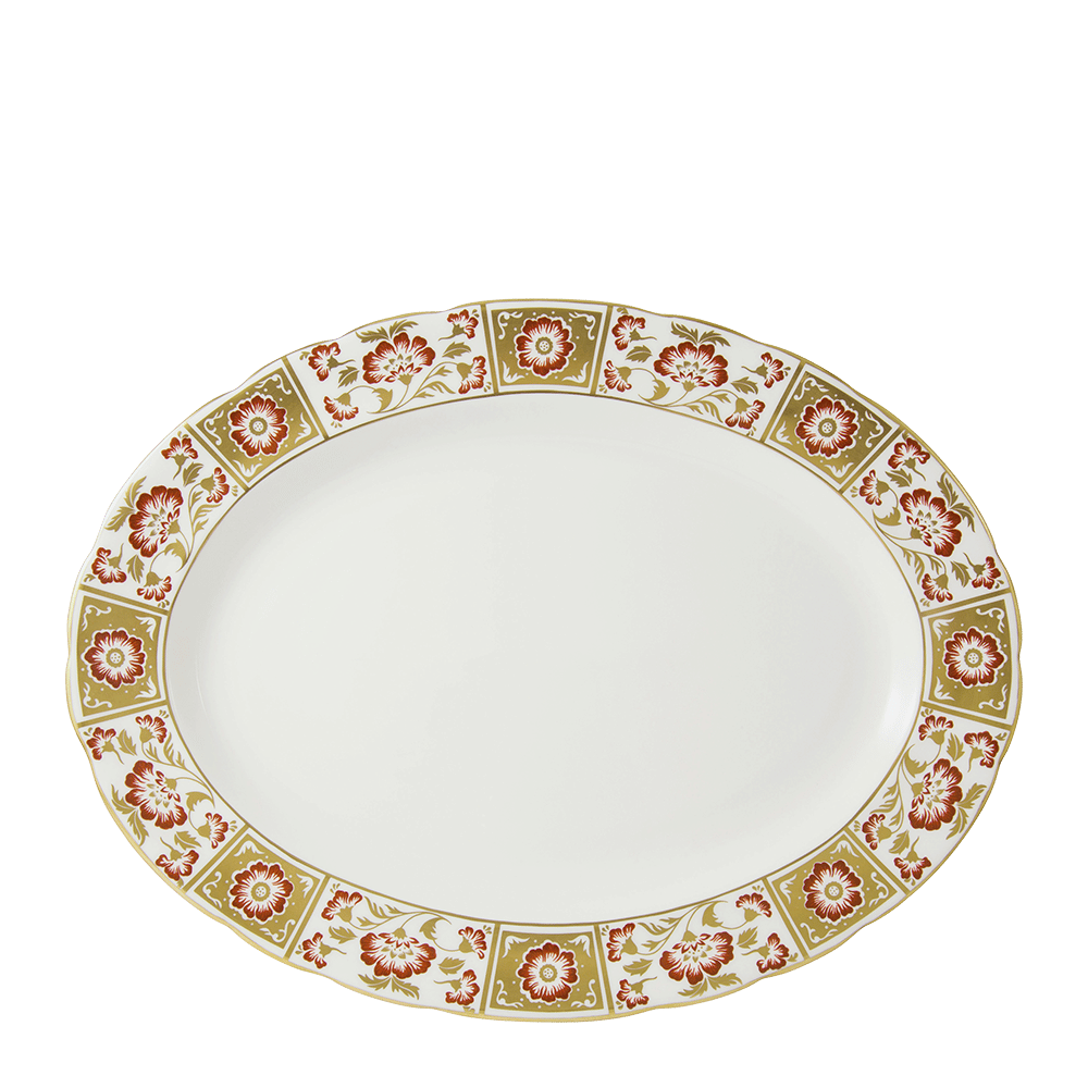 Derby Panel Red Oval Dish (41cm) Product Image