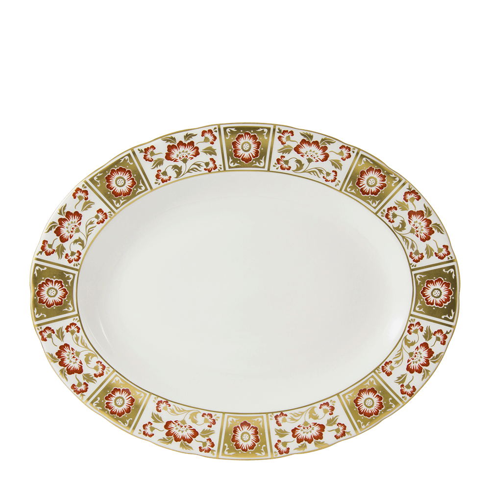 Derby Panel Red Oval Dish (34cm) Product Image