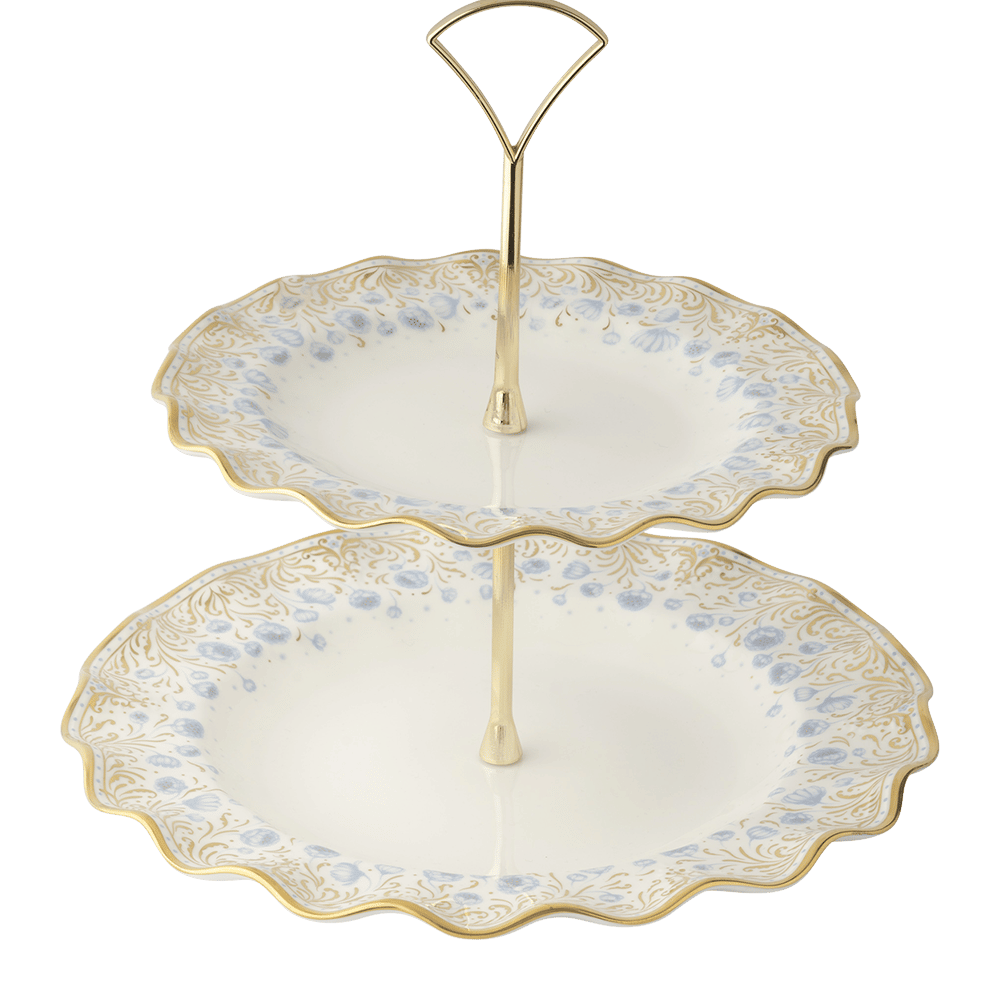 Royal Peony Blue Two Tier Cake Stand (24cm) Product Image