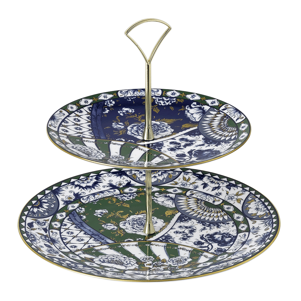 Victoria’s Garden Blue & Green Two Tier Cake Stand (24cm) Product Image